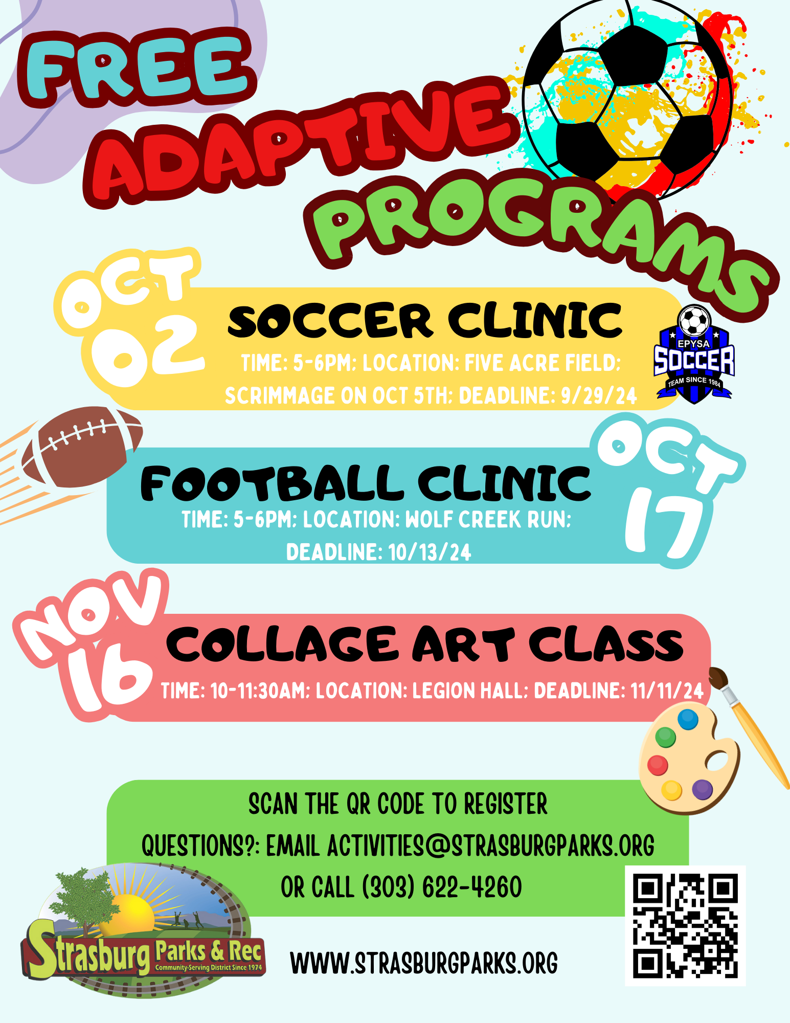 Free Adaptive Programs with picture of football and soccer ball